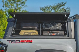 Toyota Tacoma Bed Cap Side Shelf Storage Bin - Passenger Side - Rough Country - Integrated LED Lighting, Powder-Coated - '16-'23